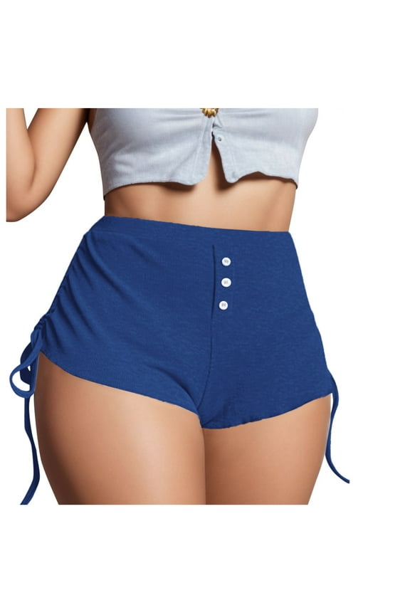 Shorts For Women Female Fashion Leisure Summer Drawstring Sexy Shorts Side Strap Solid Color Pants Comfortable