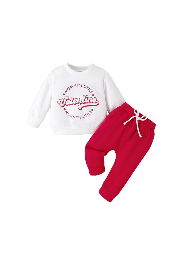 Toddler Boy Clothes Valentine's Day Winter Long Sleeve Letter Print Tops Pants 2 Piece Outfits Clothes Set Cute