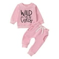 thumbnail image 1 of ZRBYWB Toddler Boy Girl Outfits Long Sleeve Letter Print T Shirt Pullover Tops Pants Outfits Baby Clothing, 1 of 5
