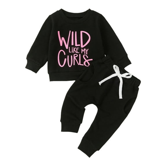 ZRBYWB Toddler Boy Girl Outfits Long Sleeve Letter Print T Shirt Pullover Tops Pants Outfits Baby Clothing