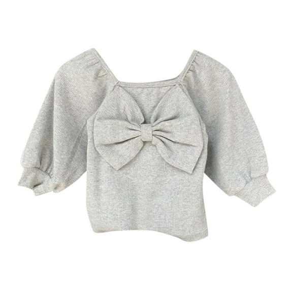 ZRBYWB Toddler Girl Clothes Kids Toddler Infant Baby Girls Solid Bowknot Long Ruffled Sleeve Blouse Tops Outfits Clothes Fashion Top