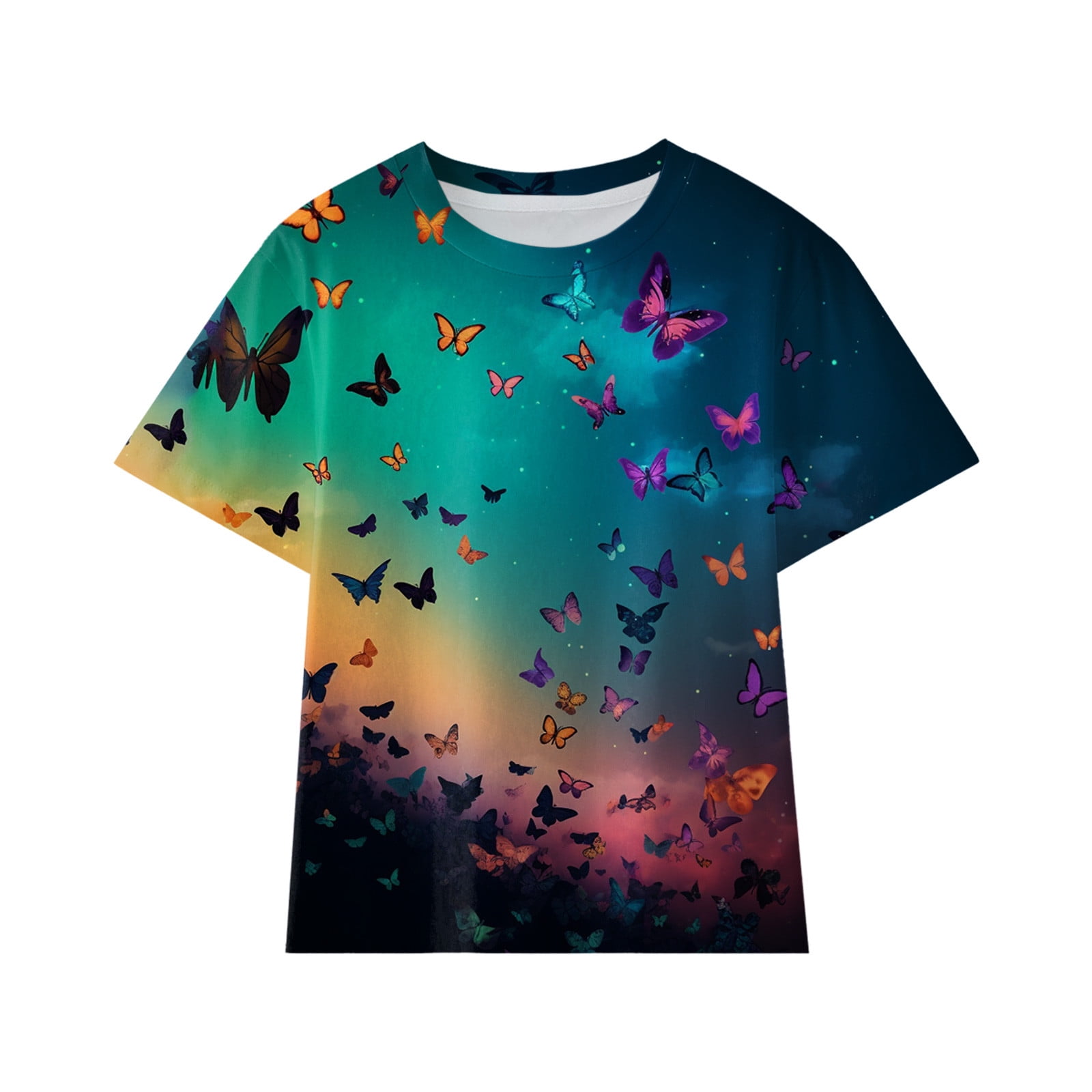 ZRBYWB Toddler Girl Clothes Toddler Girls Tshirts Butterflies Print Trendy Kid Funny Youth Top Baby Tops