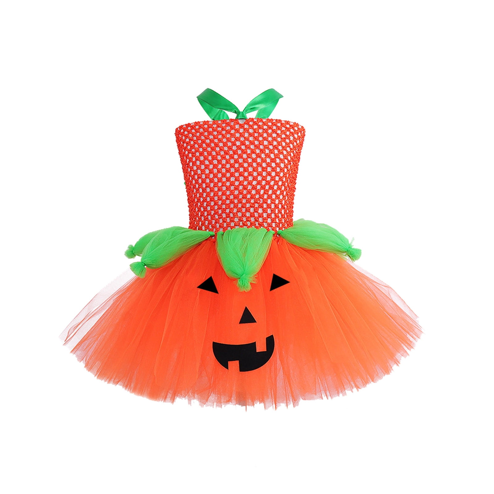 ZRBYWB Toddler Kids Girl Dress Pumpkin Role Play Fancy Party Mesh Tulle