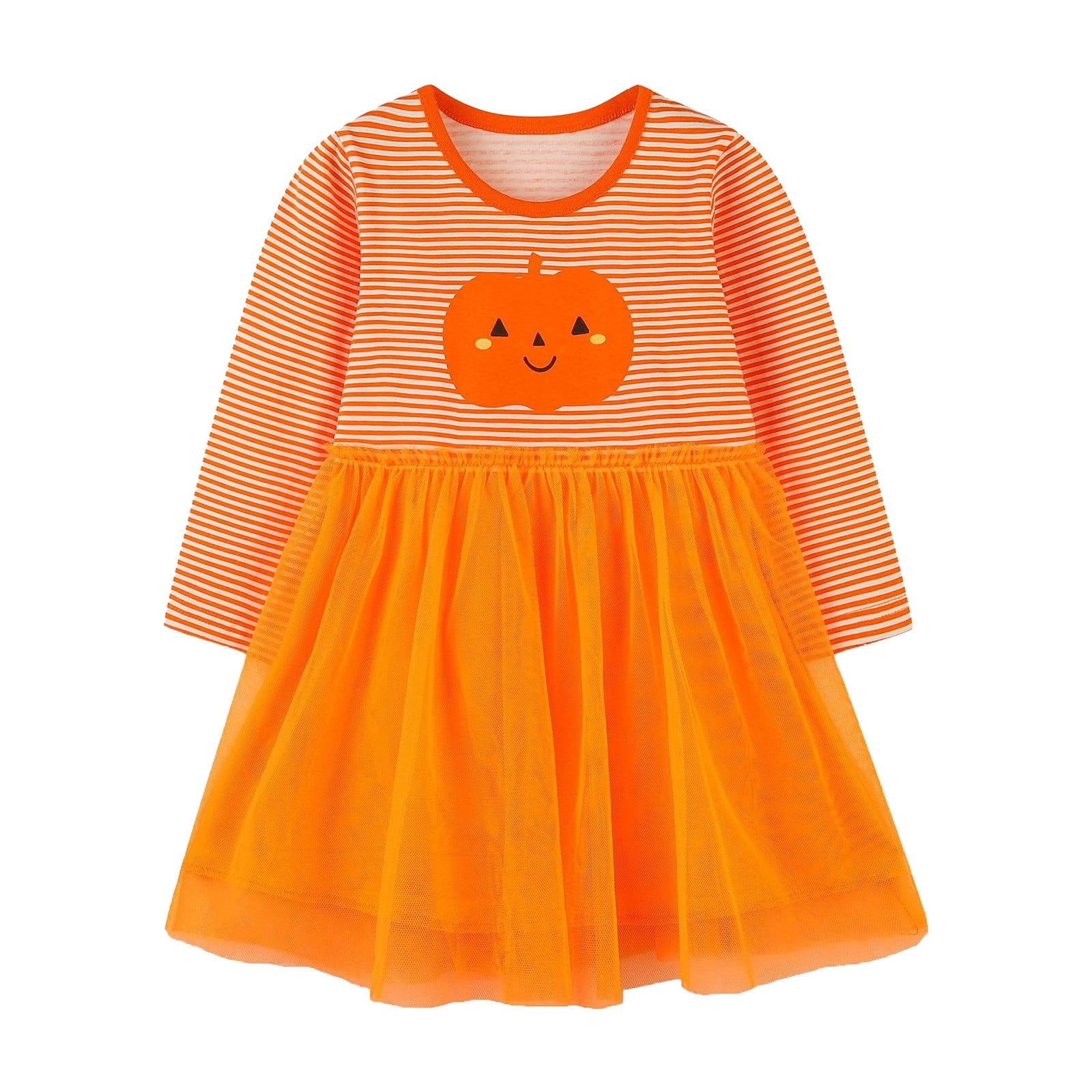 ZRBYWB Toddler Kids Girl Dress Pumpkins Print Mesh Tulle Princess Dress Outfits Party Dresses