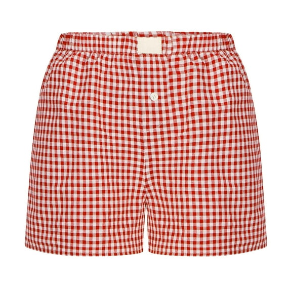 ZRBYWB Women Casual Shorts Female Shorts Cute Soft Plaid Print Button Front Pajama Bottoms Shorts Sleepwear Pants For Women