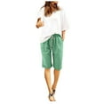 thumbnail image 1 of ZRBYWB Women Casual Shorts Ladies Summer Cotton Pants Plus Size High Waisted Shorts Lacing Beach Workout Pocket Pants Comfortable, 1 of 5
