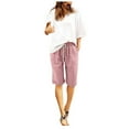 thumbnail image 1 of ZRBYWB Women Casual Shorts Ladies Summer Cotton Pants Plus Size High Waisted Shorts Lacing Beach Workout Pocket Pants Relaxed Fit, 1 of 5