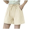 thumbnail image 1 of ZRBYWB Women Casual Shorts Shorts Summer Large Size High Waist Loose Sports Cotton Linen Leisure Pants Women Relaxed Fit, 1 of 4