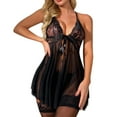 thumbnail image 1 of ZRBYWB Women Sleepwear Lace Suspenders Imitation Silk Backless Seductive Midnight Nightdress For Women, 1 of 9