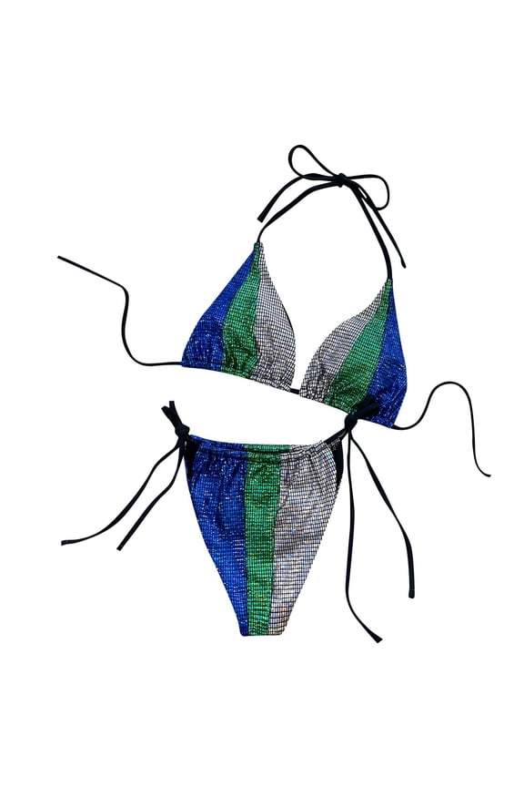 Women Solid Clubwear Bikini Thong Rhinestone Lingerie Dancewear Swimwear Lingerie Swimsuits For Women