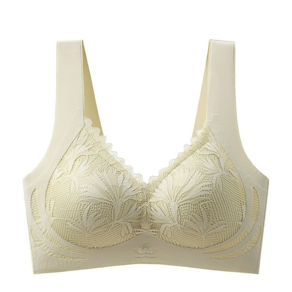 ZRBYWB Women's Bra Ladies Front Side Buckle Lace Edge Without Steel Ring Movement Seamless Gathering Adjustment Yoga Sleep Large Underwear Breathable