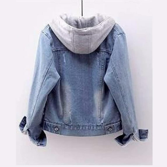 ZRBYWB Women's Coat Women Vintage Button Down Distressed Short Denim Jean Jacket Coat With Pocket Fashion Outwear