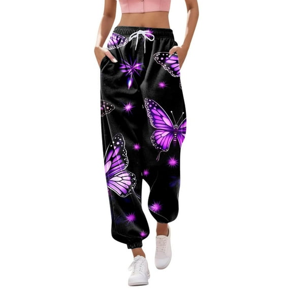 ZRBYWB Women's Pants Women Print Bottom Pants Pockets High Waist Sporty Gym Fit Jogger Pants Trousers Pants For Women
