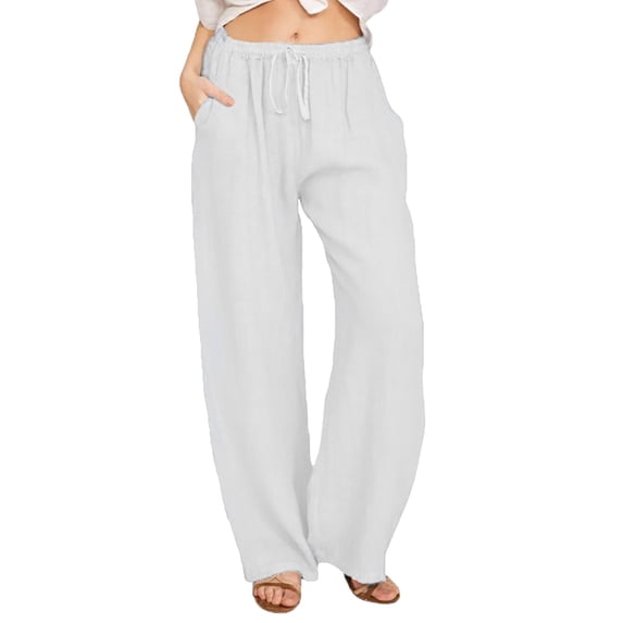 ZRBYWB Women's Pants Women's Casual Solid Color Tether Cotton Linen Loose Yoga Cotton Linen Trousers Pants For Women