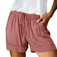 thumbnail image 1 of ZRBYWB Women's Shorts Cotton High Elastic Waisted Pleated Ruffle Cute Shorts Beach Flowy Casual Shorts For Women, 1 of 4