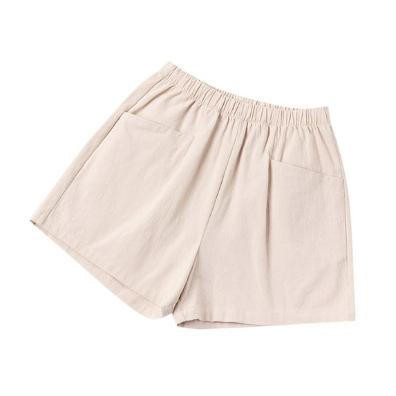 ZRBYWB Women's Shorts Cotton Linen Shorts Women's Casual Large Size Printed Plaid Pants Versatile Wide Legs Outdoor Summer Shorts