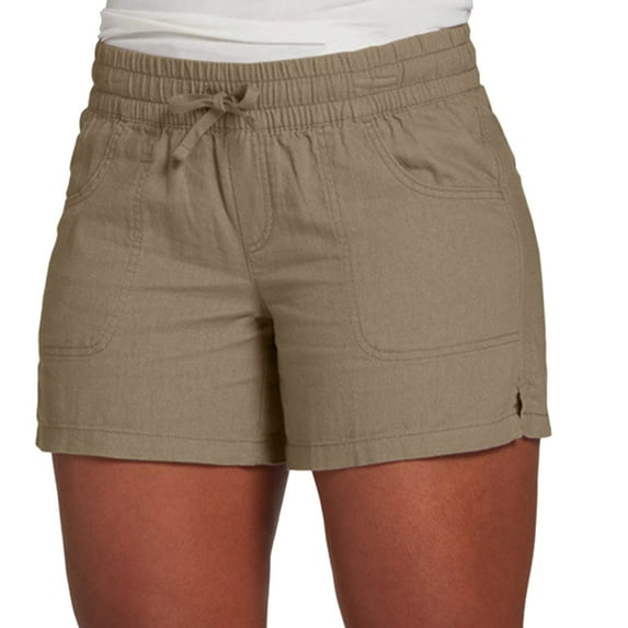 ZRBYWB Women's Shorts Women Casual Elastic Waist Summer Drawstring Cotton Shorts Womens Beach With Pocket Comfy Outdoor Summer Shorts
