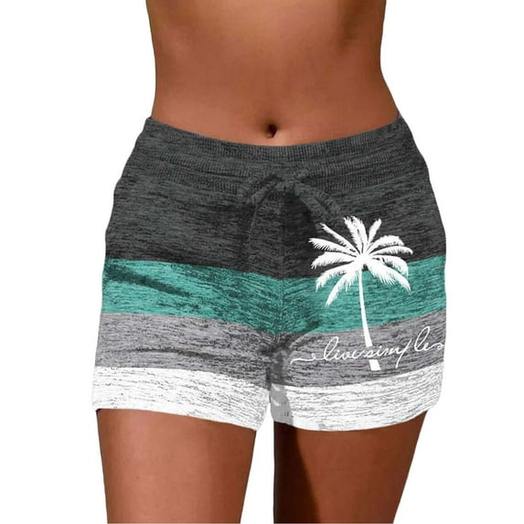 ZRBYWB Women's Shorts Women Sports Coconut Tree Printed Casual Shorts For Women Trendy