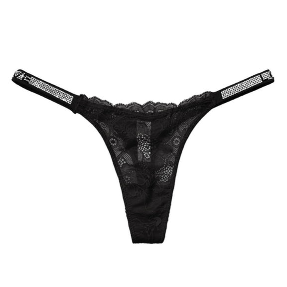 ZRBYWB Women's Underwear Women's Shiny Rhinestone Lace Thin Strap Ultra Thin Hot Panties For Women