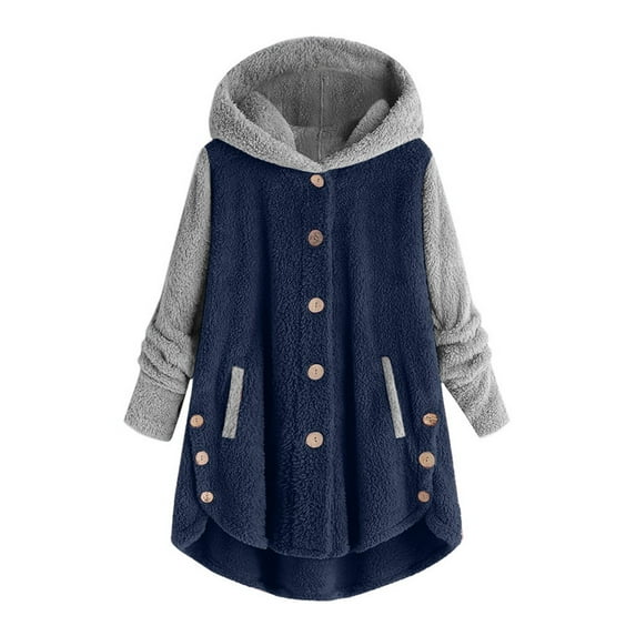 ZRBYWB Womens Coats Women's Plus Size Casual Color Block Plush Sweatshirt Hoodie Loose Blouse Warm Coat Overcoat For Women