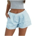 thumbnail image 1 of ZRBYWB Womens Pants Ladies Shorts Cute Soft Elastic Low Waist Solid Color Button Front Pajama Bottoms Boxer Shorts Sleepwear Relaxed Fit, 1 of 9