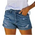 thumbnail image 1 of ZRBYWB Womens Shorts Fashion Womens Pocket Solid Jeans Denim Pants Female Hole Bottom Casual Shorts For Women, 1 of 8