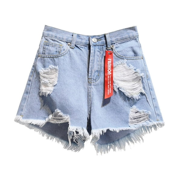 ZRBYWB Womens Shorts Woman Summertime Loose Wide Legged Pants Light Color Solid Color Show Thin Sexy Denim Shorts Relaxed Fit