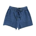 thumbnail image 1 of ZRBYWB Womens Shorts Women New Washed Denim Shorts Elastic Waist Bandage Loose Short Denim Knit Casual Pants Comfort, 1 of 2