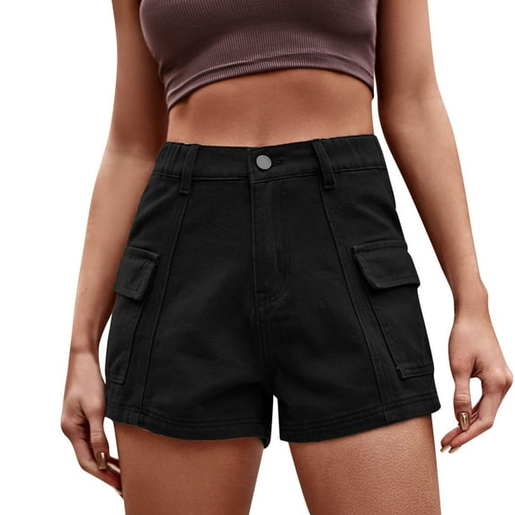ZRBYWB Womens Shorts Women Summer High Waist Denim Shorts Folded Hem Casual Short Jeans Comfort