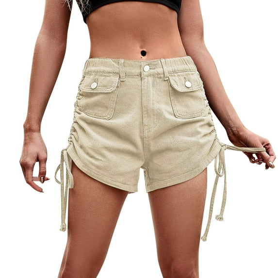 ZRBYWB Womens Shorts Women Summer High Waist Denim Shorts Folded Hem Casual Short Jeans Comfort