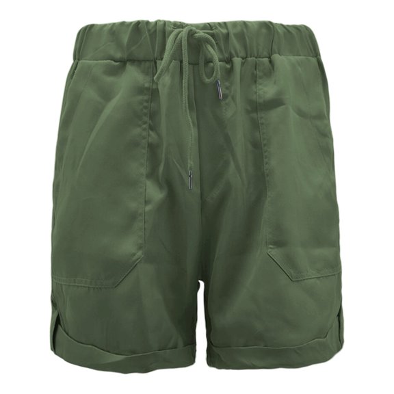 ZRBYWB Womens Shorts Womens Comfy Drawstring Solid Color Casual Elastic Waist Pocket Shorts Pants Relaxed Fit