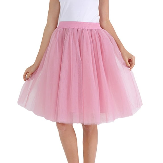 ZRBYWB Womens Skirt Carnival New Women Tulle Skirts Knee Length Long Adult Tutu Layered Short Prom Party Midi Skirt Trendy