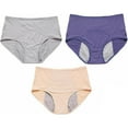 thumbnail image 1 of ZRBYWB Womens Underwear Female 3 Pack Solid Color Mesh Breathable Comfortable High Waist Peripheral Leak Proof Menstrual Pants Underwear For Women, 1 of 3