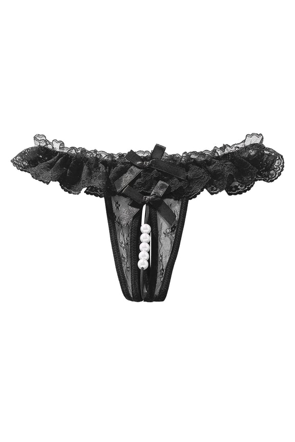 Womens Underwear Womens Lace Thong Massage Pearl Transparent Panties