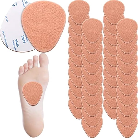 ZRFX 40 Pcs Metatarsal Pads for Men Women, 1/4 Inch Thick Felt Ball of Foot Cushions, Forefoot Pain Relief Inserts, Metatarsal Foot Pads for Support and Pain Relief(Skin Color)