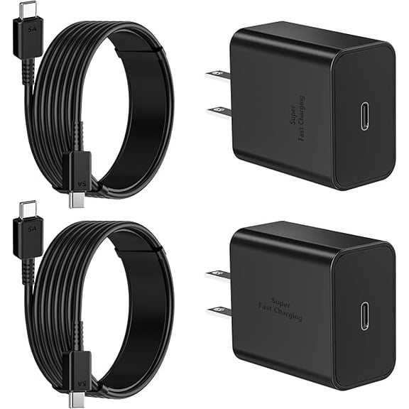 ZRFX 45W Super Fast Charger USB C, 2Pack USB C Charger Dynamic Power Adapter Type C Fast Wall Charging with 6FT Type C Cable for Samsung Galaxy S25 Ultra/S25+/S25/S24 Ultra/S24/S23+/S22+/Galaxy Tab