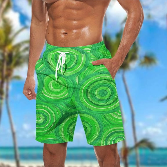 ZRGHAOYLQ 2025 Summer Tropical Printed Shorts Quick Dry Drawstring Hawaiian Shorts Men Swim Trunks Big and Tall Holiday Boardshorts Plus Size Swimwear