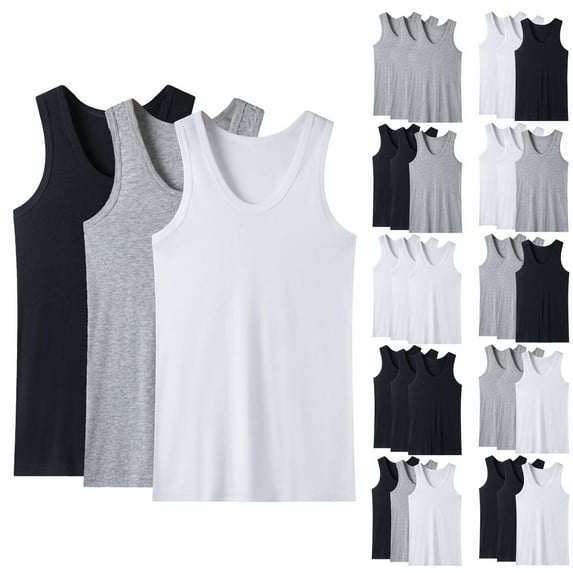 ZRGHAOYLQ 3 Pack Men's Muscle Tank Tops Sleeveless Workout Scoop Neck Vest Big and Tall Solid Color Sports Shirts Plus Size Lightweight Gym Shirts