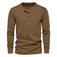 thumbnail image 1 of ZRGHAOYLQ Big and Tall Men's Corduroy Henley Shirts Lightweight Slim Fit Button Up T Shirt Casual Long Sleeve Fall Office Tunic Tops Texture Solid Color Men Work Tops Brown M, 1 of 1