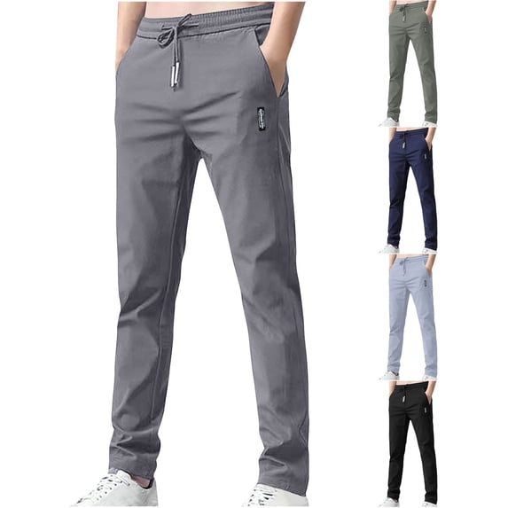 ZRGHAOYLQ Big and Tall Men's Joggers with Pockets Athletic Workout Track Pants Lightweight Straight Leg Sweatants Active Moisture Wicking Jogger Pants Khaki L