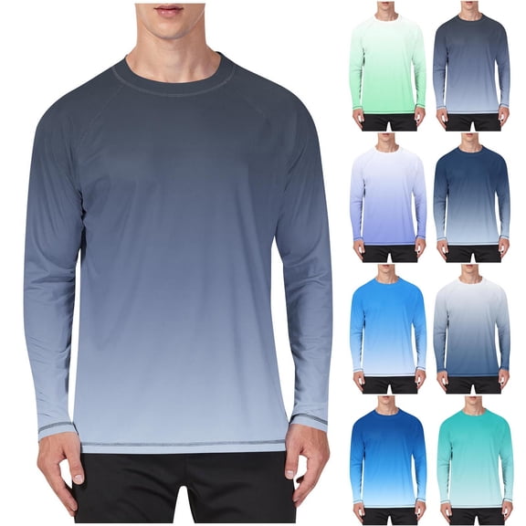ZRGHAOYLQ Big and Tall Mens Long Sleeve Sun Protection Shirts Cooling Quick Dry T-Shirt UPF 50+ Rash Guard Outdoor UV Protection Shirt for Outdoor Swimming Hiking