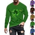 thumbnail image 1 of ZRGHAOYLQ Big and Tall Long Sleeve Shirts St Patrick's Day Shamrock Clover Shirts Plus Size Crewneck Pullover Tops Comfy T Shirts for Ireland Gifts, 1 of 5