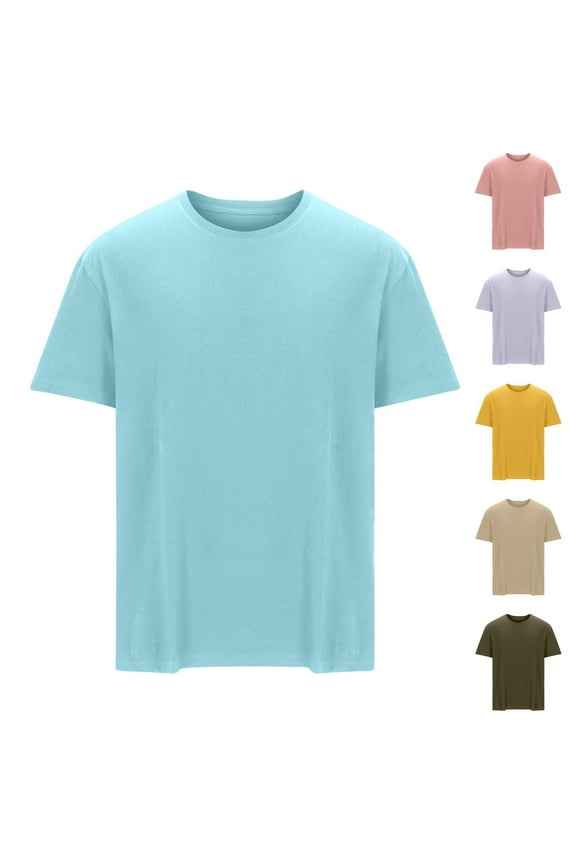 Big and Tall Mens Cotton T Shirts Lightweight Solid Color Tshirts Active Athletic Short Sleeve Shirts Basic Comfy Crewneck Tops