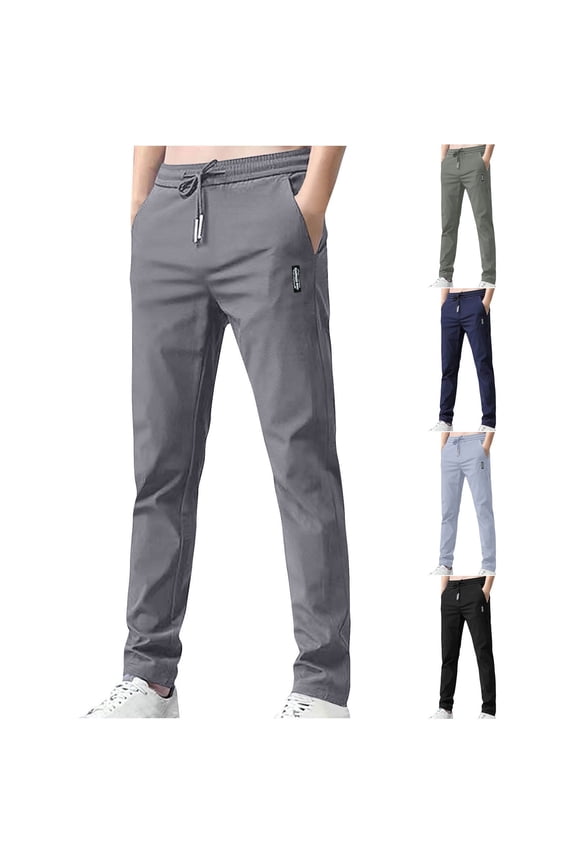 Big and Tall Mens Slim Fit Joggers Pants Elastic Waist Stretch Drawstring Tapered Leg Sweatpants Solid Casual Long Trousers with Pockets