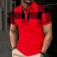thumbnail image 1 of ZRGHAOYLQ Business Casual Golf Henley Work Shirts Plus Size Button Up V Neck Shirt Tops Mens Big and Tall Short Sleeve Collared Shirts Gym Muscle Plaid Pullover Tshirt, 1 of 5