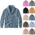 thumbnail image 1 of ZRGHAOYLQ Cable Knit Cardigan Sweaters for Men Chunky Shawl Collar Cardigans Warm Button Down Sweater Coat Fall Winter Casual Knitted Sweaters with Pockets, 1 of 6