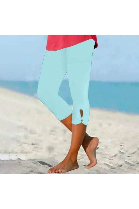 Capri Leggings Womens Plus Size S-5X Flower Hollow-Out Stretch High Waist Yoga Workout Jeggings Pant (S-3XL-Large, Mint Green)