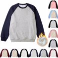 thumbnail image 1 of ZRGHAOYLQ Color Block Shirts for Mens Big and Tall Crewneck Sweatshirt Long Sleeve Fleece Lined Pullovers Tops Thick Warm Sweatshirts for Men Light Blue S, 1 of 6