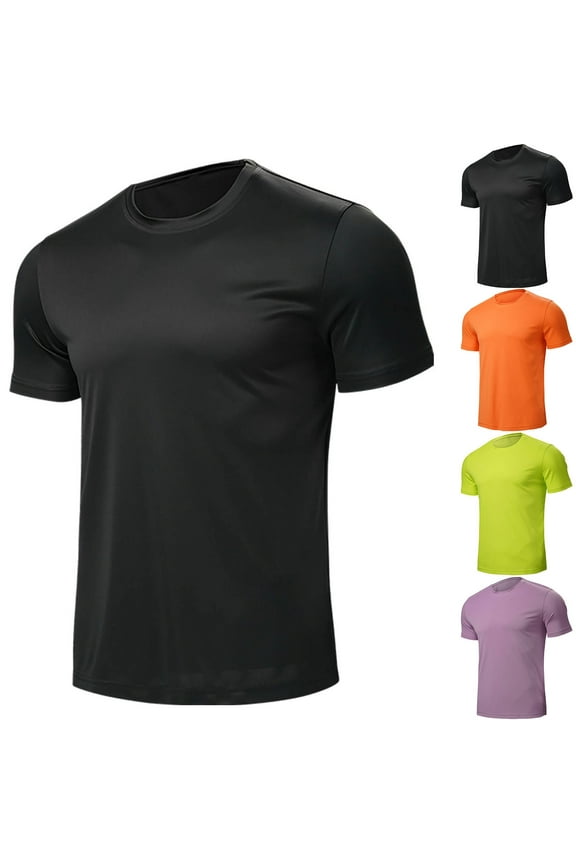Cooling Workout Shirts for Men Lightweight Short Sleeve Quick Dry Shirts Loose Fit Gym Sports Tees Moisture Wicking Athletic Tops Big and Tall Solid Color Shirt Tops