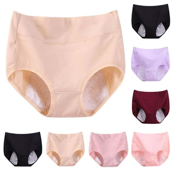 ZRGHAOYLQ Cotton Period Underwear for Women Heavy Flow Leakproof Briefs Plus Size High Waisted Panties Incontinence Protective Brief Underwear
